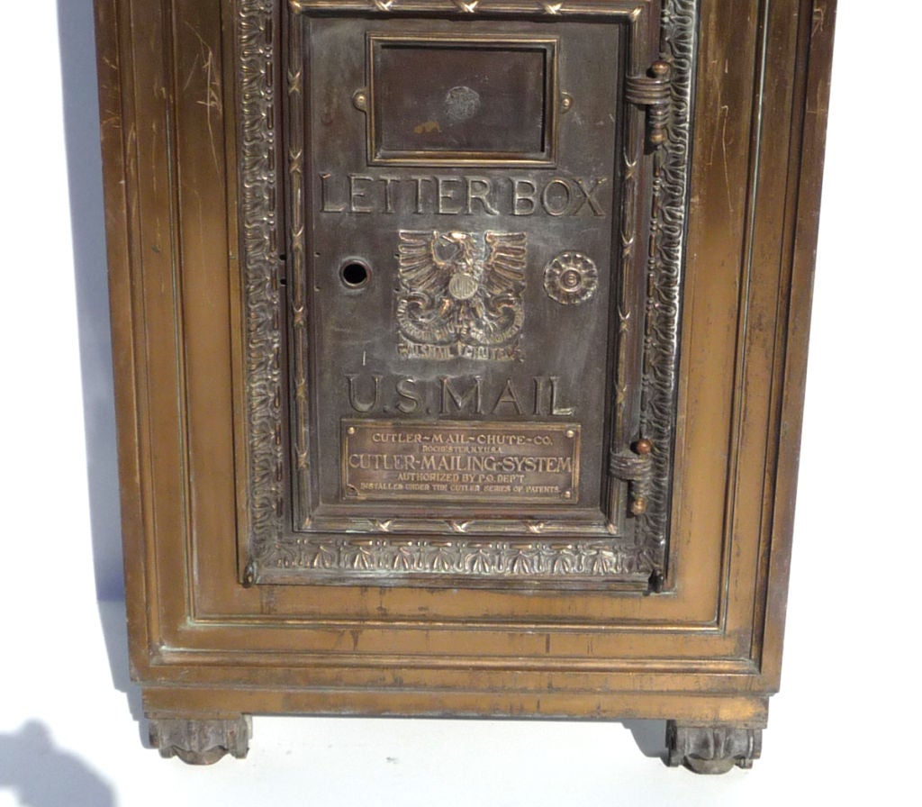 Mid-20th Century Art Deco Solid Bronze Standing Letter Box