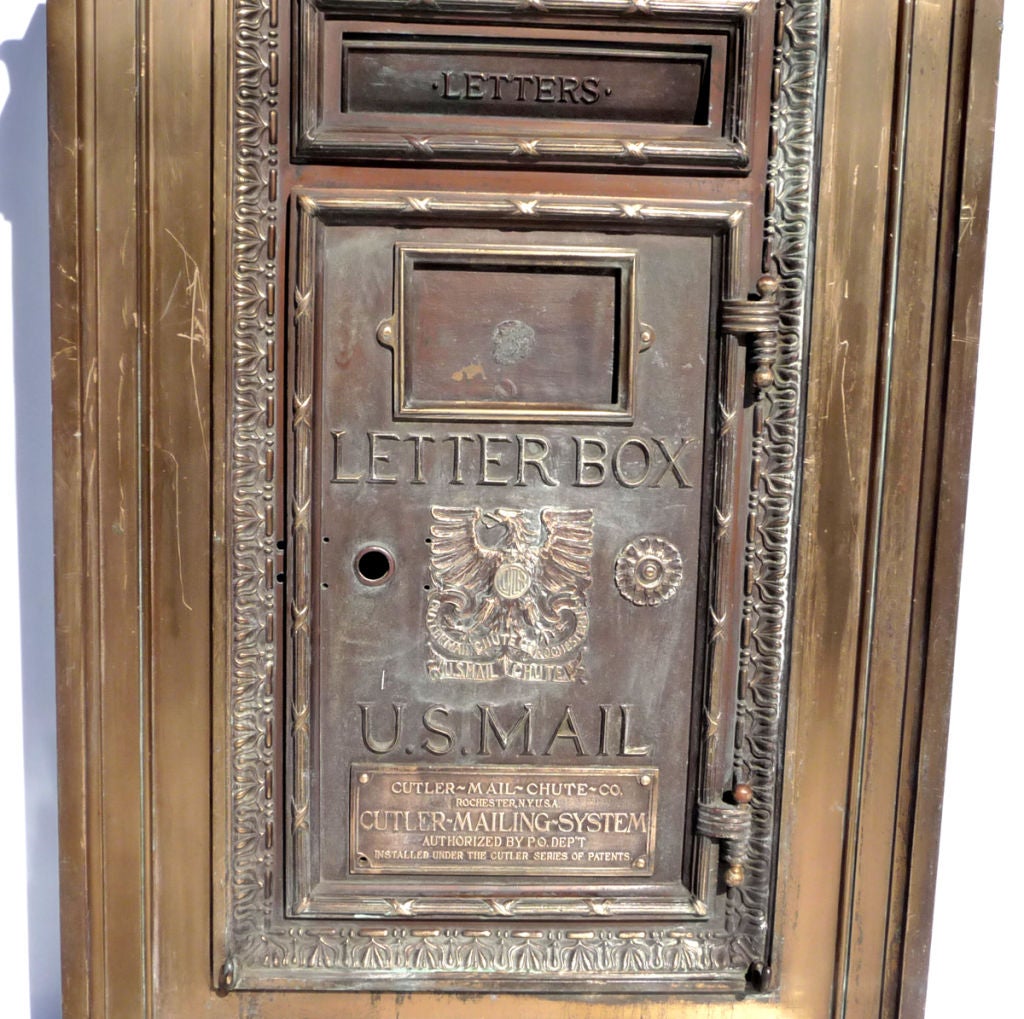 Steel Art Deco Solid Bronze Standing Letter Box