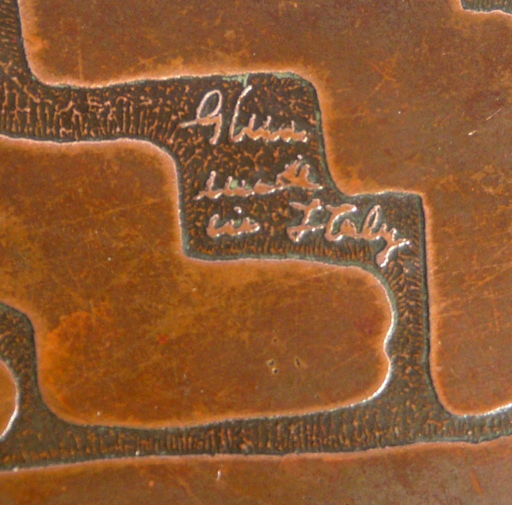 Mid-20th Century Etched Copper Topped Coffee Table by G. Urs