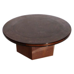 Etched Copper Topped Coffee Table by G. Urs