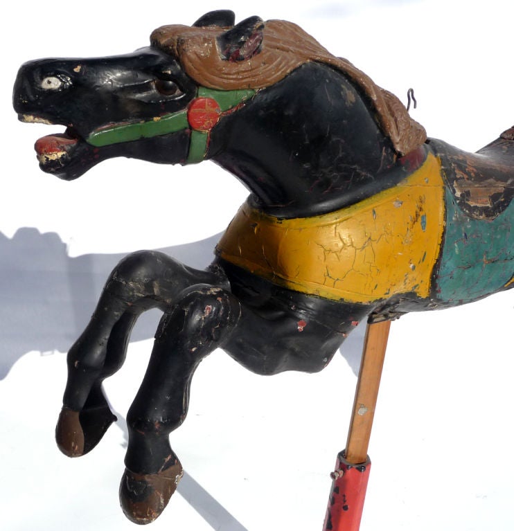 Painted Wooden Carousel Horse by Parker 1