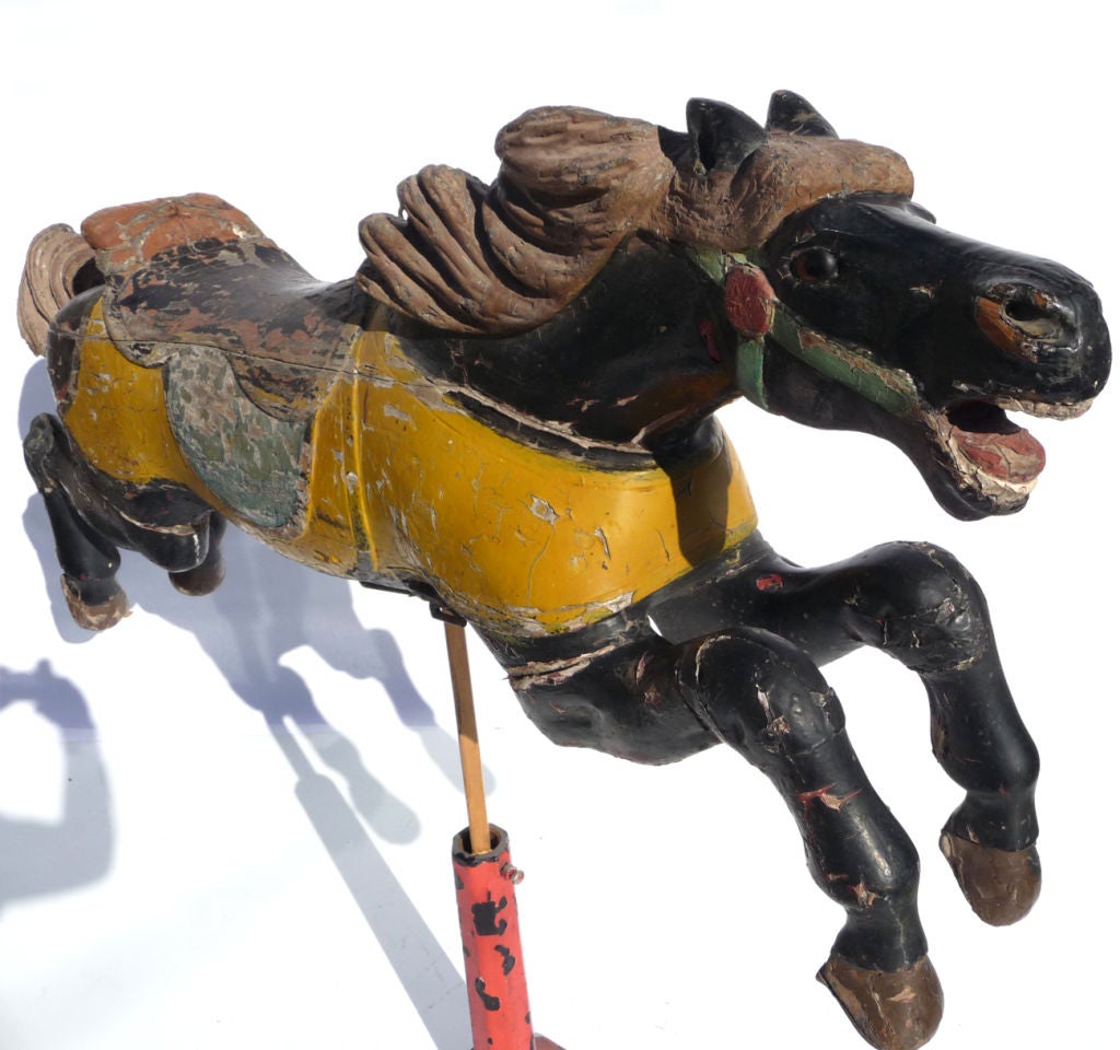 Painted Wooden Carousel Horse by Parker 3