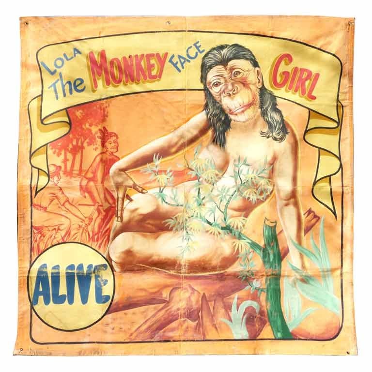 Monkey Girl Painted Circus Side Show Banner