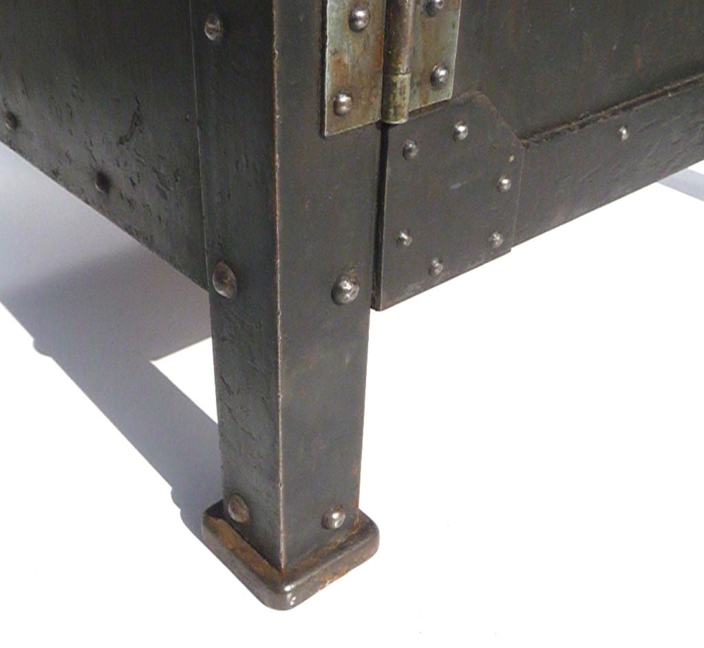 20th Century Pair of Fantastic Industrial Riveted Steel End Tables