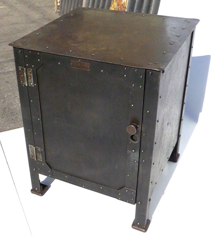 Pair of Fantastic Industrial Riveted Steel End Tables 1