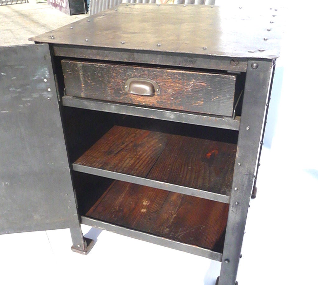 Pair of Fantastic Industrial Riveted Steel End Tables 2