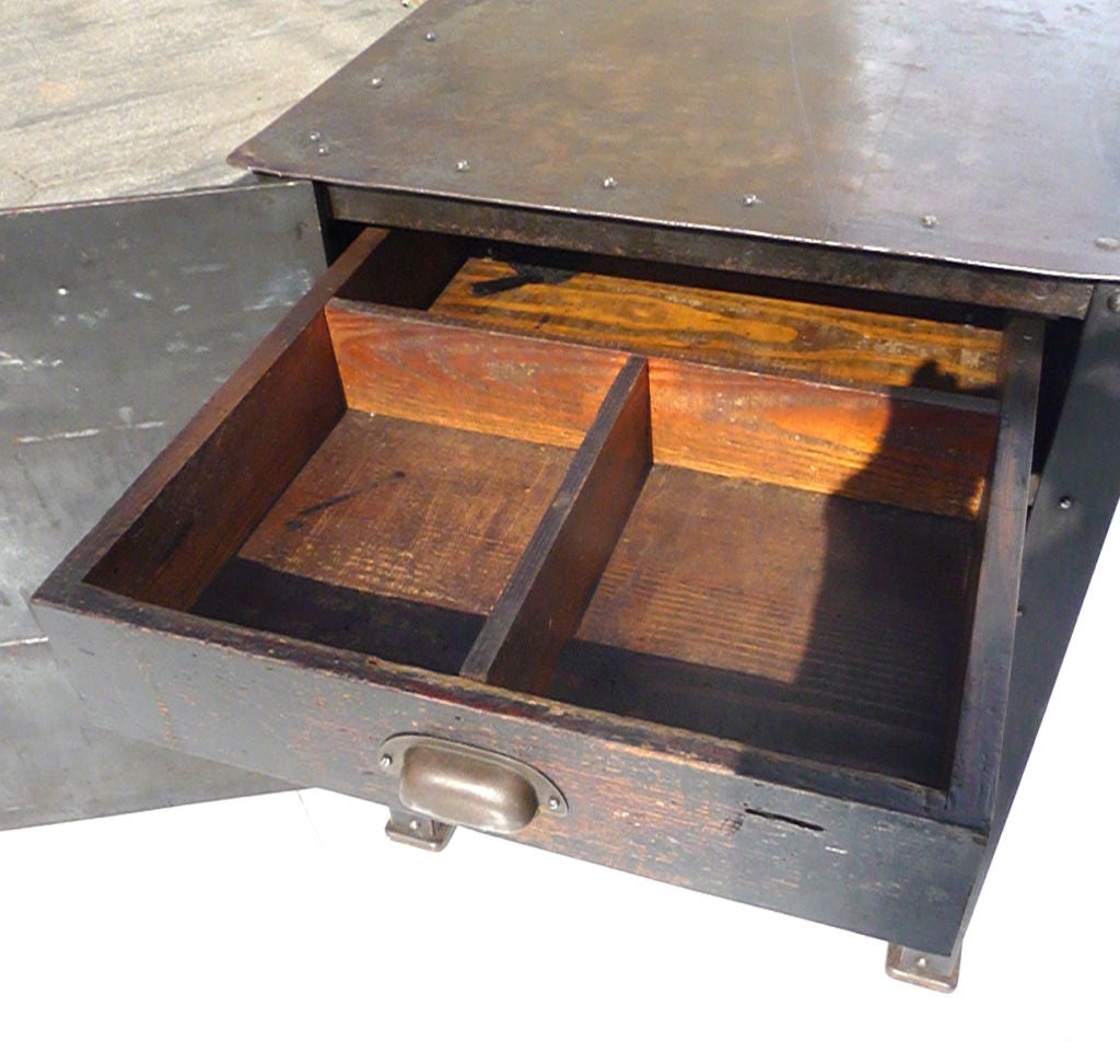 Pair of Fantastic Industrial Riveted Steel End Tables 3