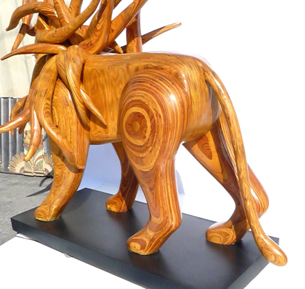 Monumental Carved Wood Lion Sculpture by Hy Farber For Sale 1