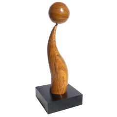 Monumental Carved Wood Circus Seal Sculpture by Hy Farber