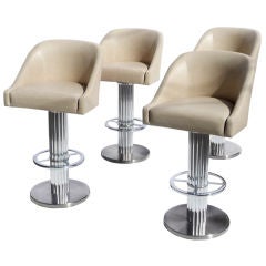 Incredible Leather and Chrome Barstools - Set of Four Vintage Incredible Leather and Chrome Barstools - Set of Four