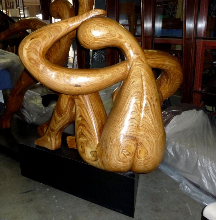 Monumental Carved Wood Nude Sculpture by Hy Farber
