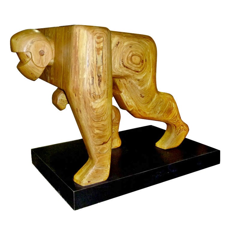 Monumental Carved Wood Football Sculpture by Hy Farber For Sale