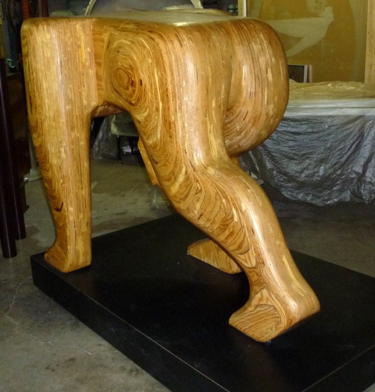 Laminate Monumental Carved Wood Football Sculpture by Hy Farber For Sale