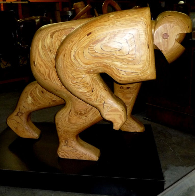 Monumental Carved Wood Football Sculpture by Hy Farber For Sale 1