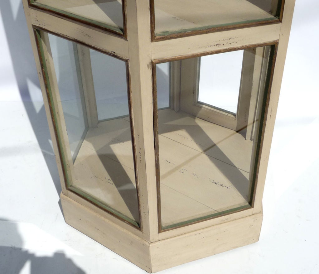 Wood Super Charming Painted Hexagonal Display Cabinet For Sale