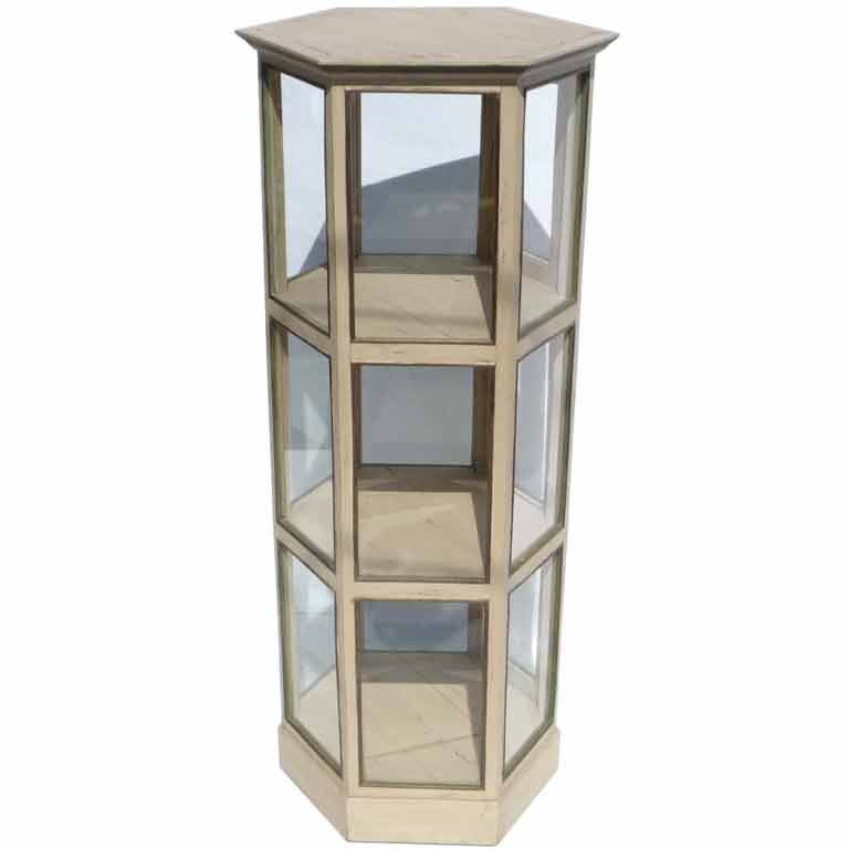 Super Charming Painted Hexagonal Display Cabinet For Sale