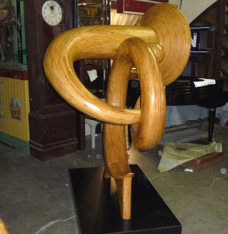 Laminate Monumental Carved Wood Tuba Player Sculpture by Hy Farber For Sale