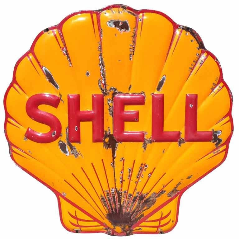 Large Scale Porcelain Enameled Shell Gasoline Sign