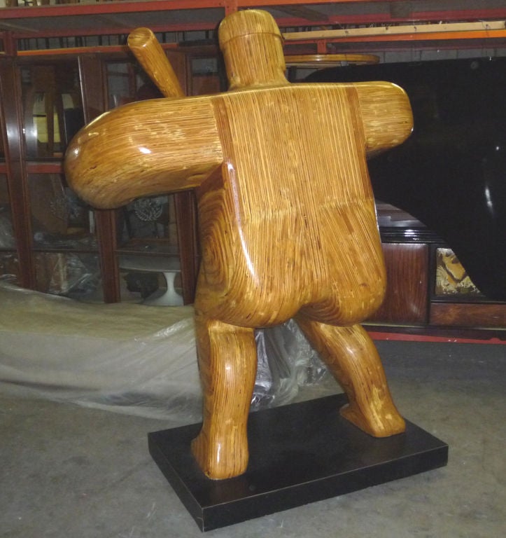20th Century Monumental Wood Baseball Player Sculpture by Hy Farber For Sale