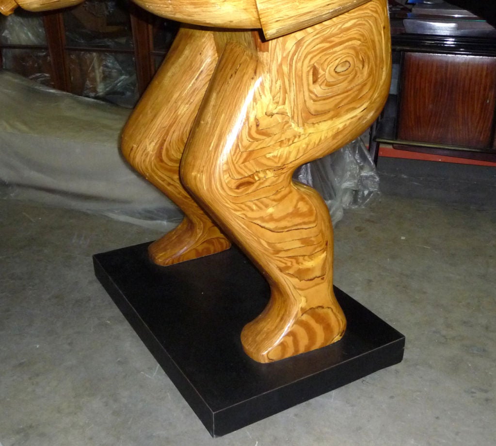 Monumental Wood Baseball Player Sculpture by Hy Farber For Sale 1