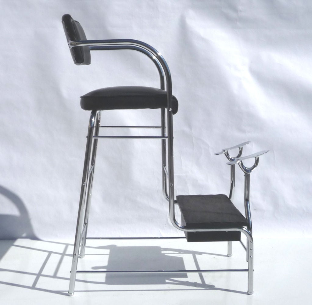 Stand de cireur de chaussures Art Déco en chrome tubulaire 1