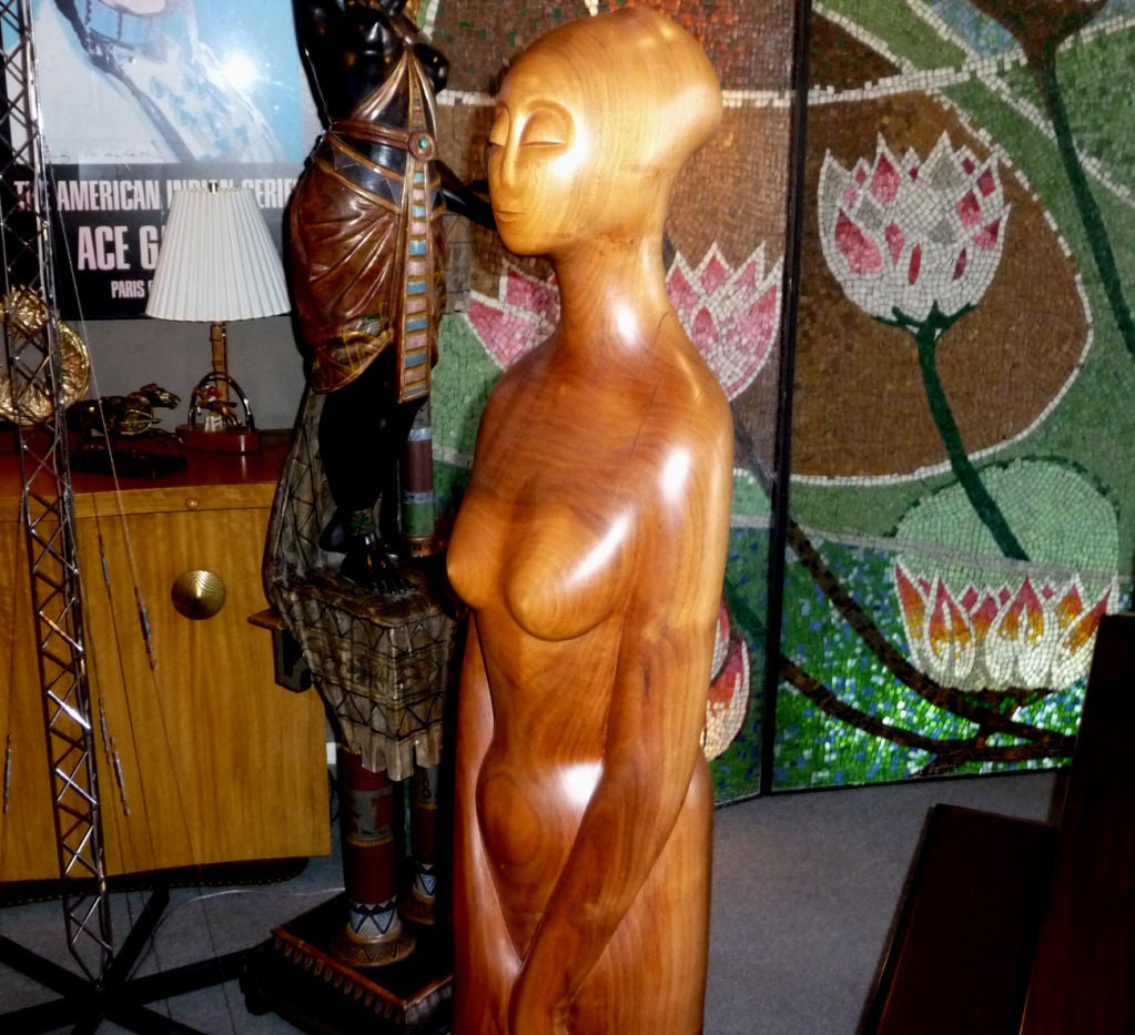 American Polished Walnut Carving by California Sculptor Julie MacDonald