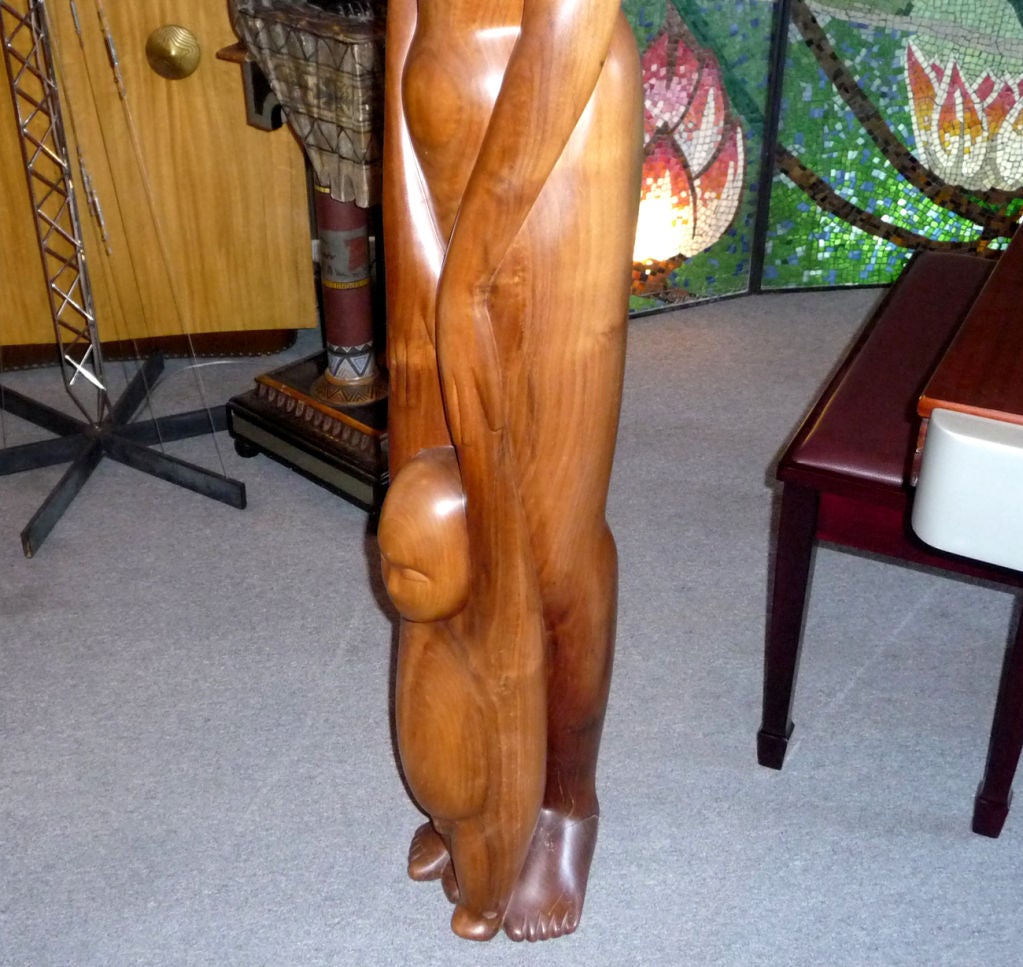 Carved Polished Walnut Carving by California Sculptor Julie MacDonald