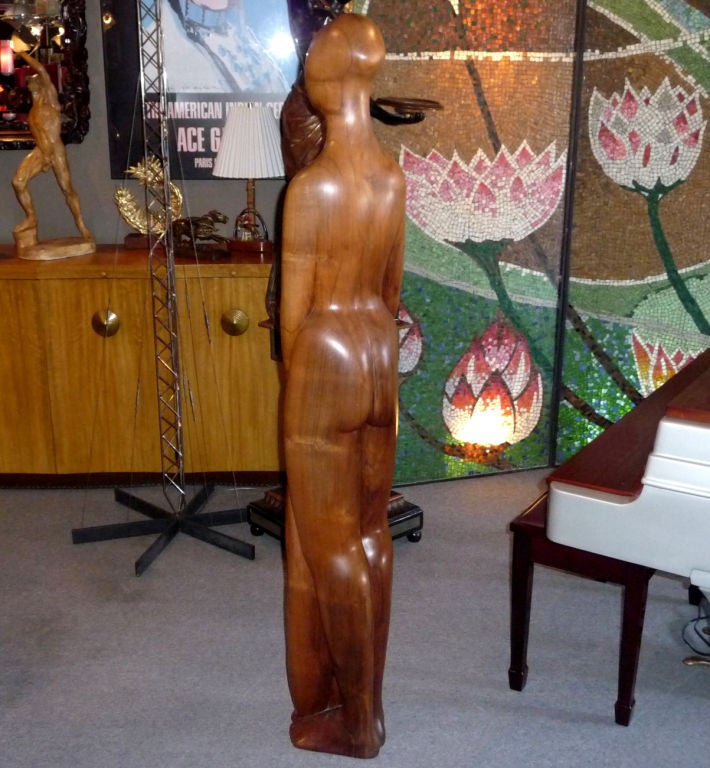 Mid-20th Century Polished Walnut Carving by California Sculptor Julie MacDonald