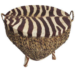 Zebra Skin Drum Occasional or Coffee Table