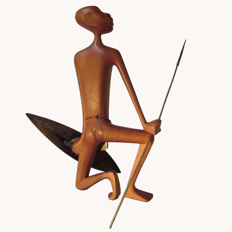 Austrian Karl Hagenauer Carved Wooden African Warrior