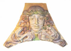 Antique Monumental Art Nouveau Architectural Glazed Terracotta Head