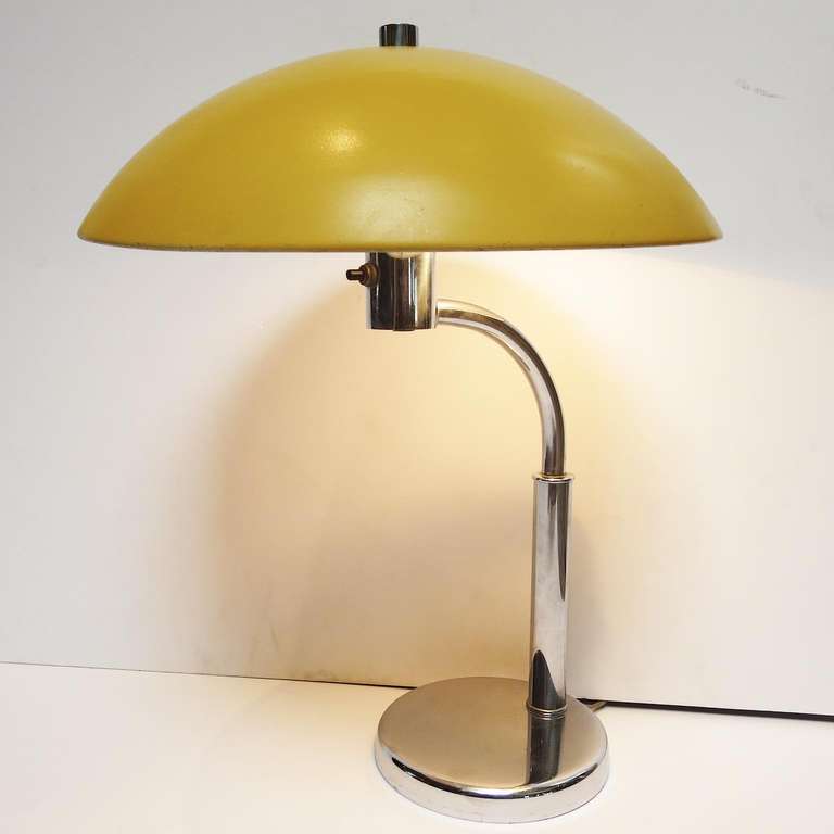 A striking example of modern design by the iconic Walter Von Nessen. This is not a model that shows up easily, and ours is in very fine original condition. Lamp works and displays very well.