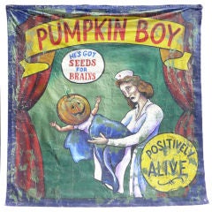 Retro Pumpkin Boy Circus Side Show Banner