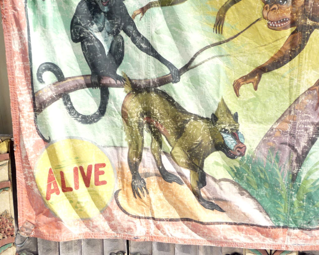 Mid-20th Century Ringling Brothers Monkeyland Circus Banner