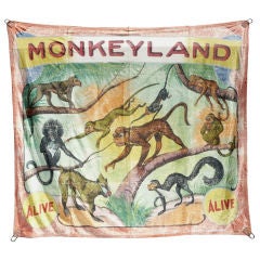 Vintage Ringling Brothers Monkeyland Circus Banner