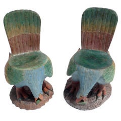 Solid and Finely Carved Chicken Chairs