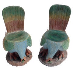 Vintage Solid and Finely Carved Chicken Chairs