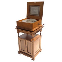 Antique Regina Disc Player with Original Disc Storage Cabinet