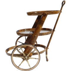 Aldo Tura Lacquered Goatskin and Brass Bar Cart