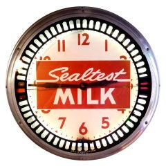 Sealtest Milk "Spinner" Neon Wall Clock