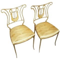 Swan and Lyre Back Iron Gilt Chairs