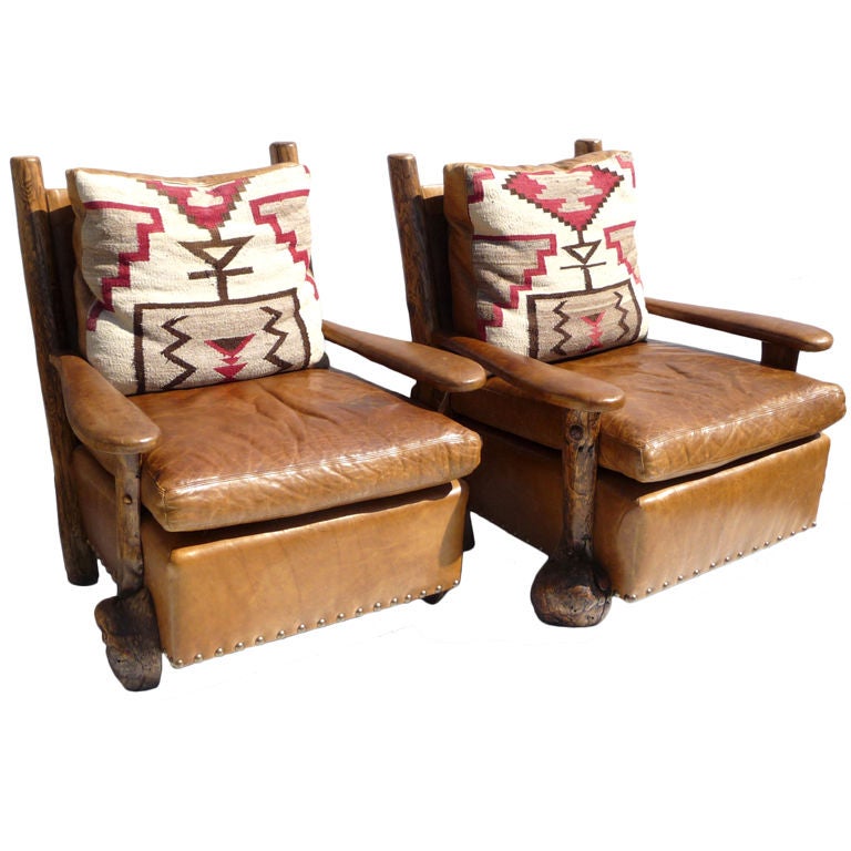 Pair of Leather Armchairs in the Style of Thomas Molesworth
