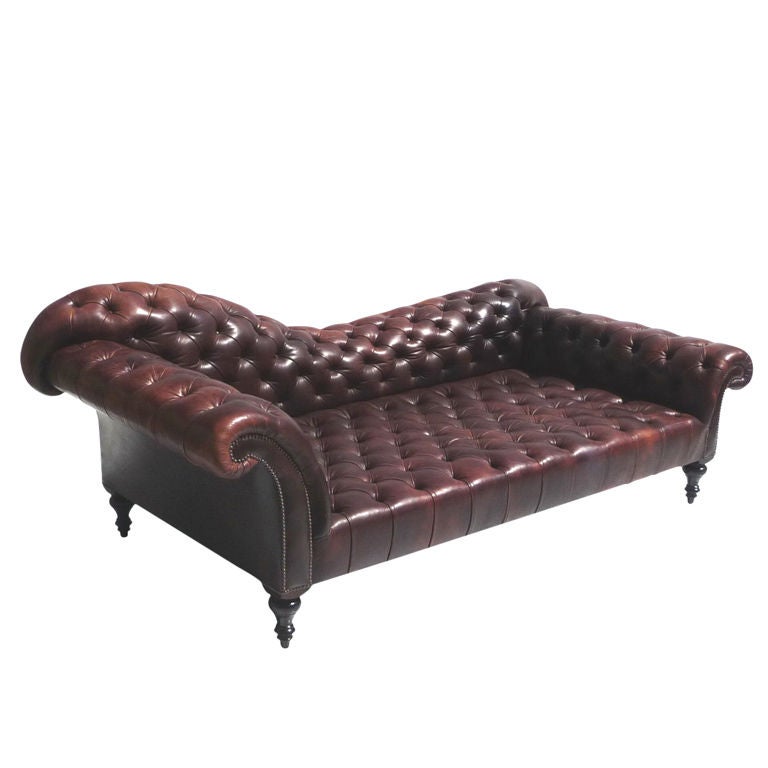 Leather Chesterfield Fainting Sofa by George Smith
