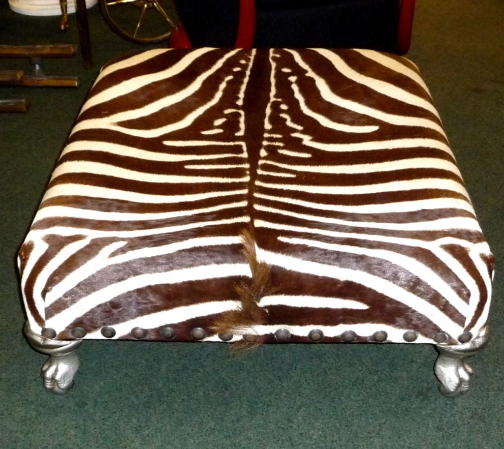 Mid-20th Century Zebra Hide Bench