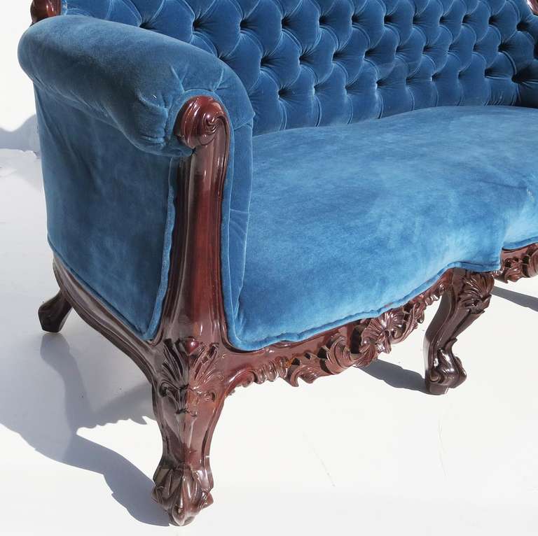 Rococo Revival Elaborately Carved Eagle Sofa