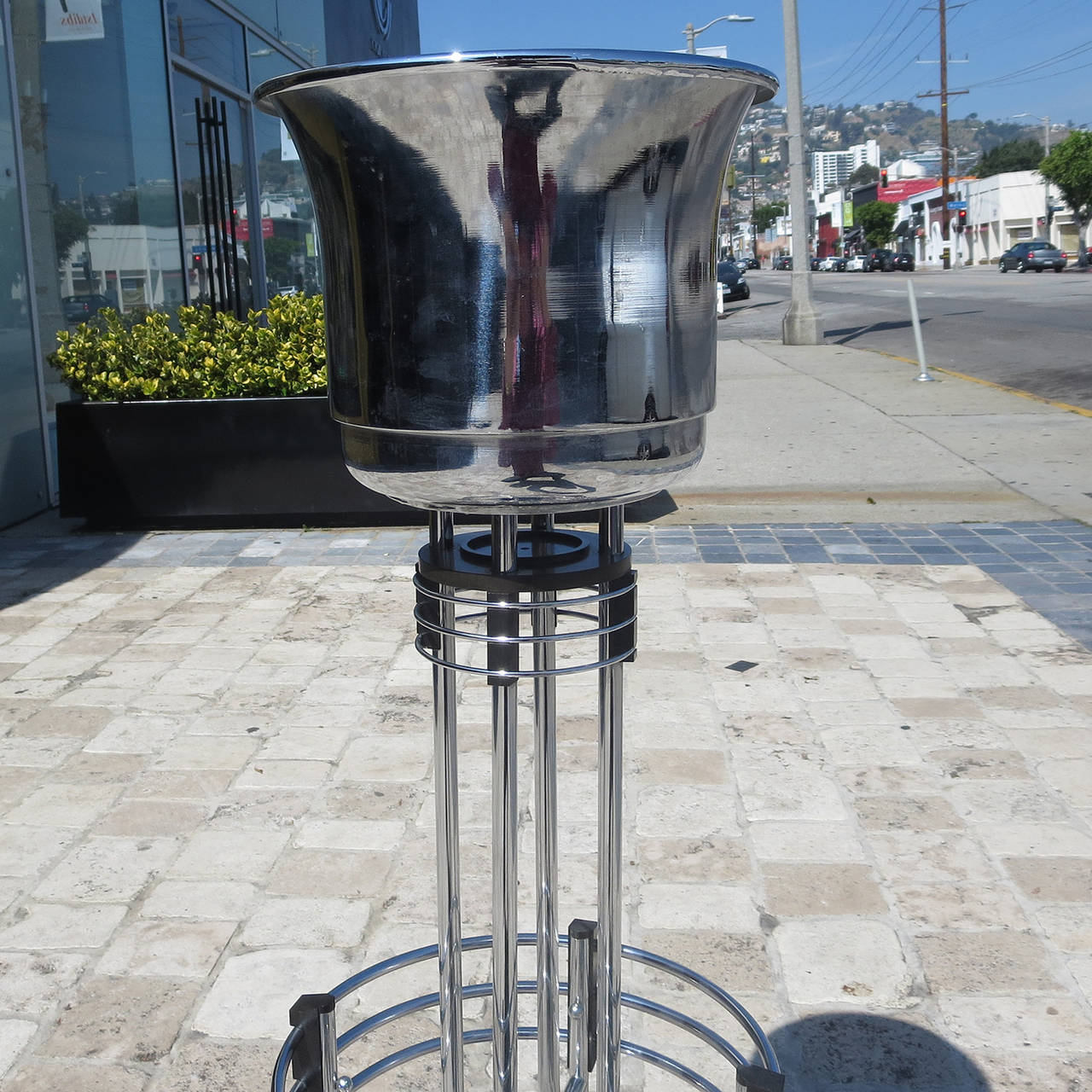 American Art Deco Chrome and Bakelite Champagne Bucket or Plant Stand