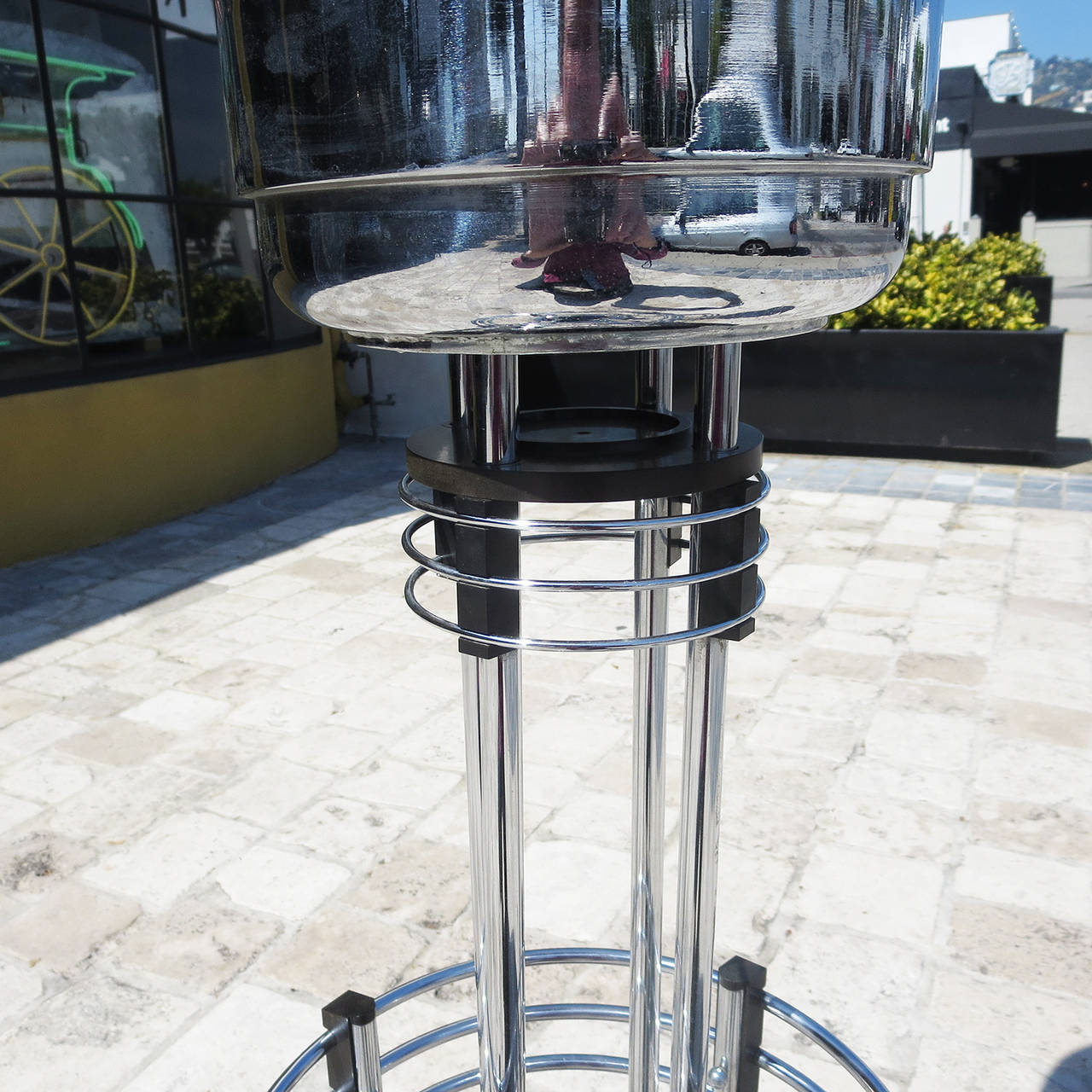 Plated Art Deco Chrome and Bakelite Champagne Bucket or Plant Stand