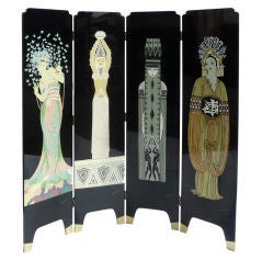 Art Deco Revival Lacquered Screen by La Fontaine