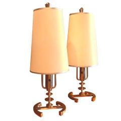 Venini Chrome Art Deco Table Lamps