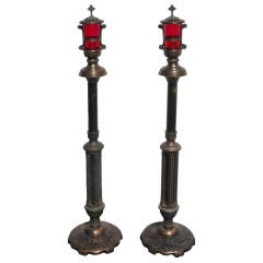 Lighted Votive Church Lamps in Copper and Bakelite